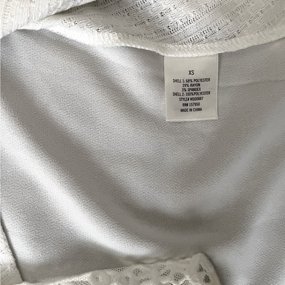 BLUE Rain Boho lace boxy cropped white top/tunic crossover/wrapped front WomenXS - Picture 16 of 16